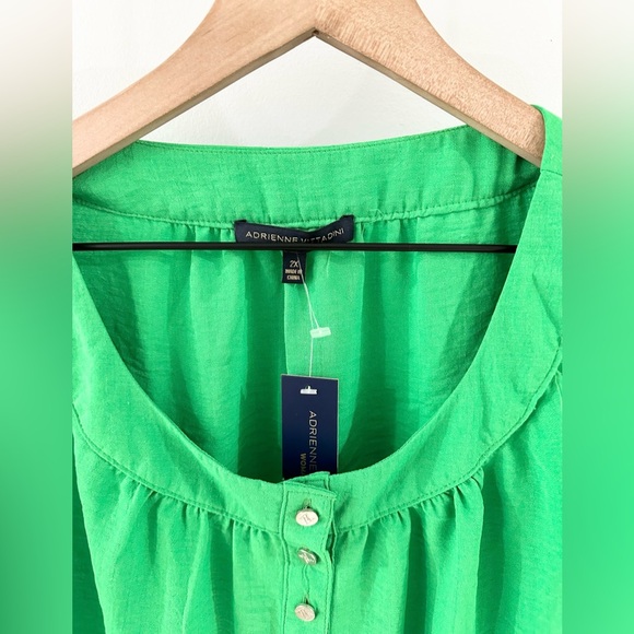 NWT Adrienne Vittadini Ballon Sleeve Blouse Green Size 2X - Picture 4 of 5